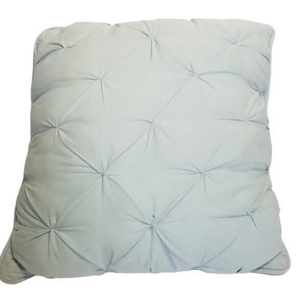Pintuck Throw Pillow Decorative 16 X 16 inches Pale Green Cotton Cover Poly Fill - Picture 1 of 6